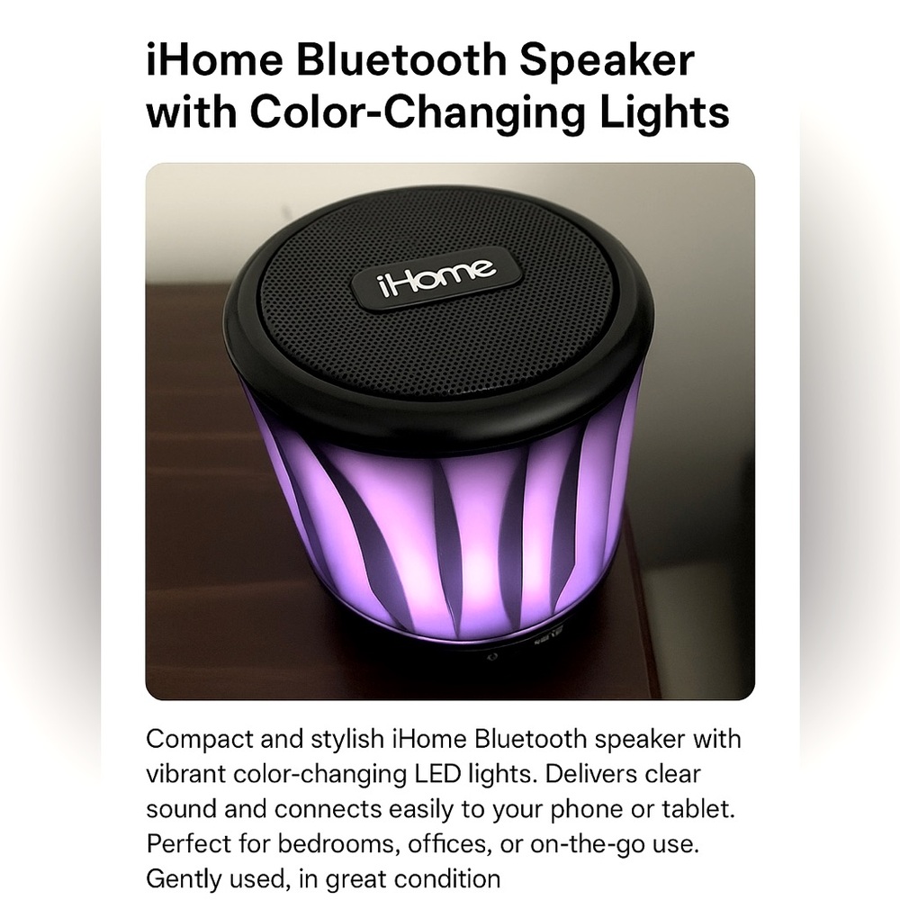 iHome Black and Purple Bluetooth Speaker